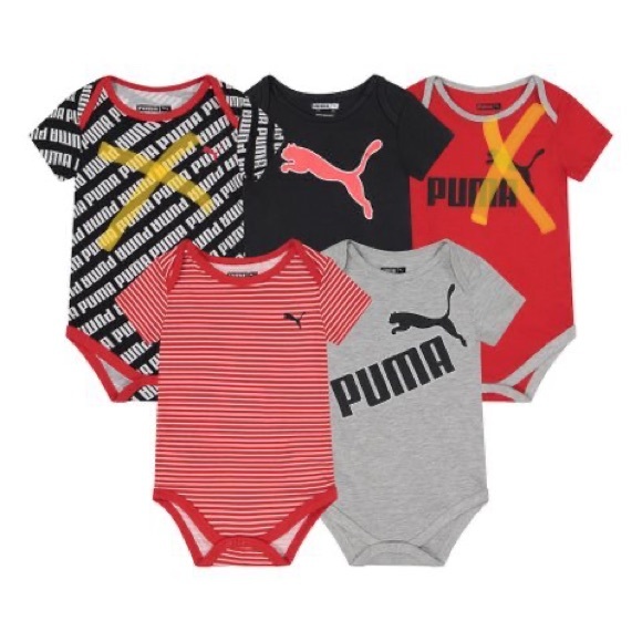 Puma Red & Black Logo Bodysuit Set - Infant - Picture 6 of 6